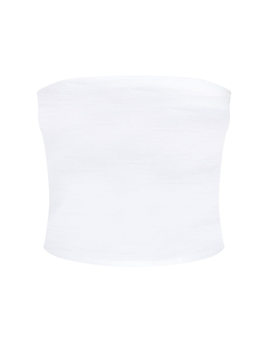 White Soft Cotton Bandeau Top - 4
