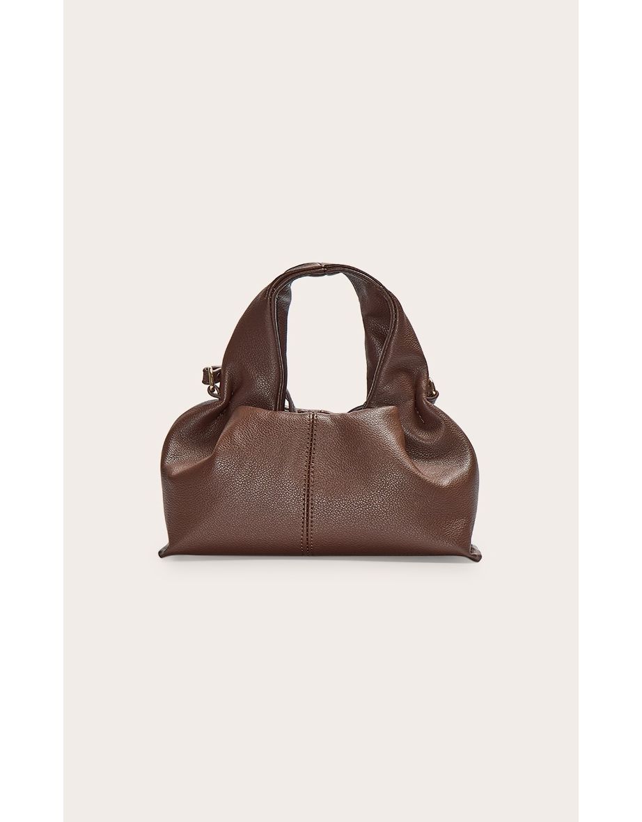 Chocolate Slouchy Mini Pu Handbag