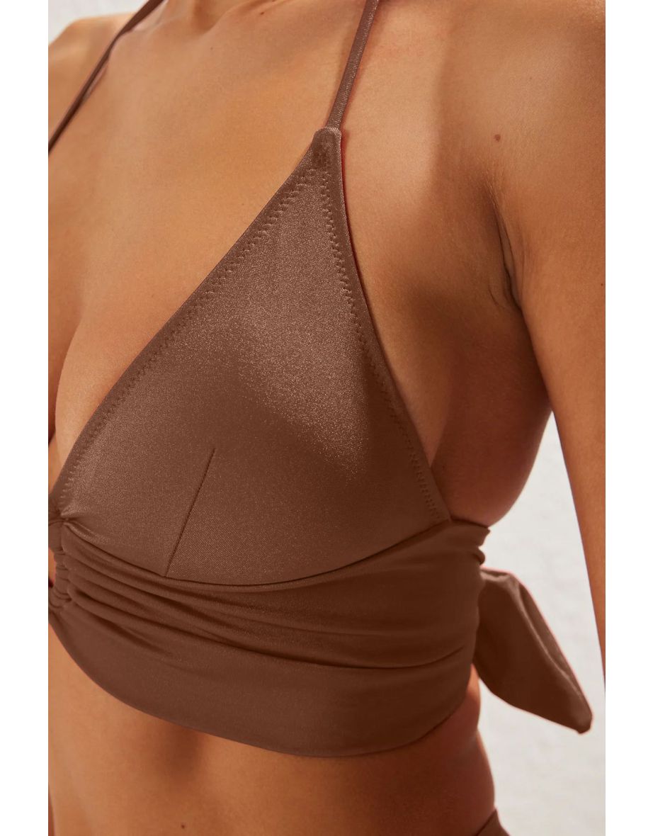 Brown Bralet Accessory High Waist Bikini Set - 3