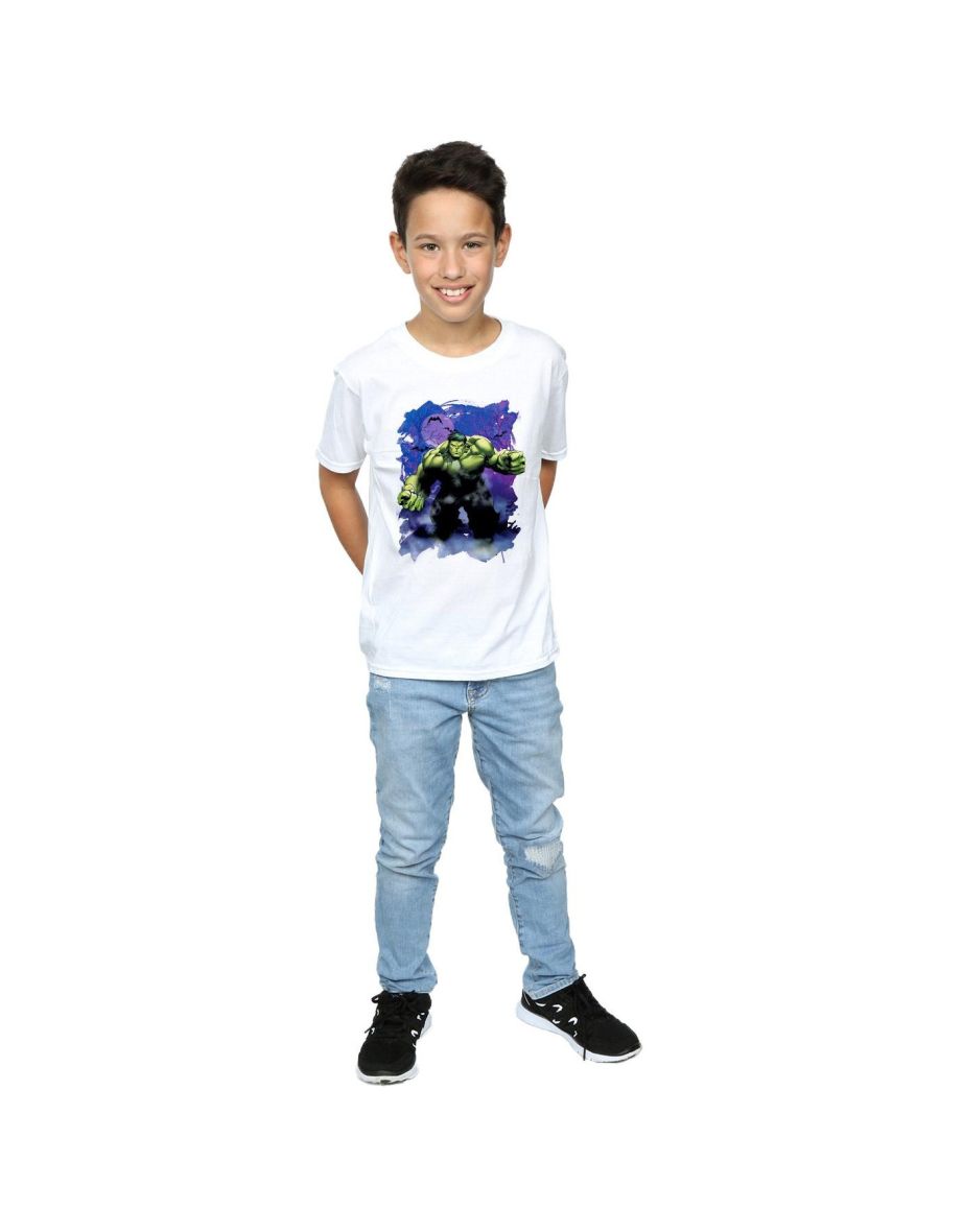 Marvel Boys Hulk Halloween Spooky Forest T-Shirt - White - 3
