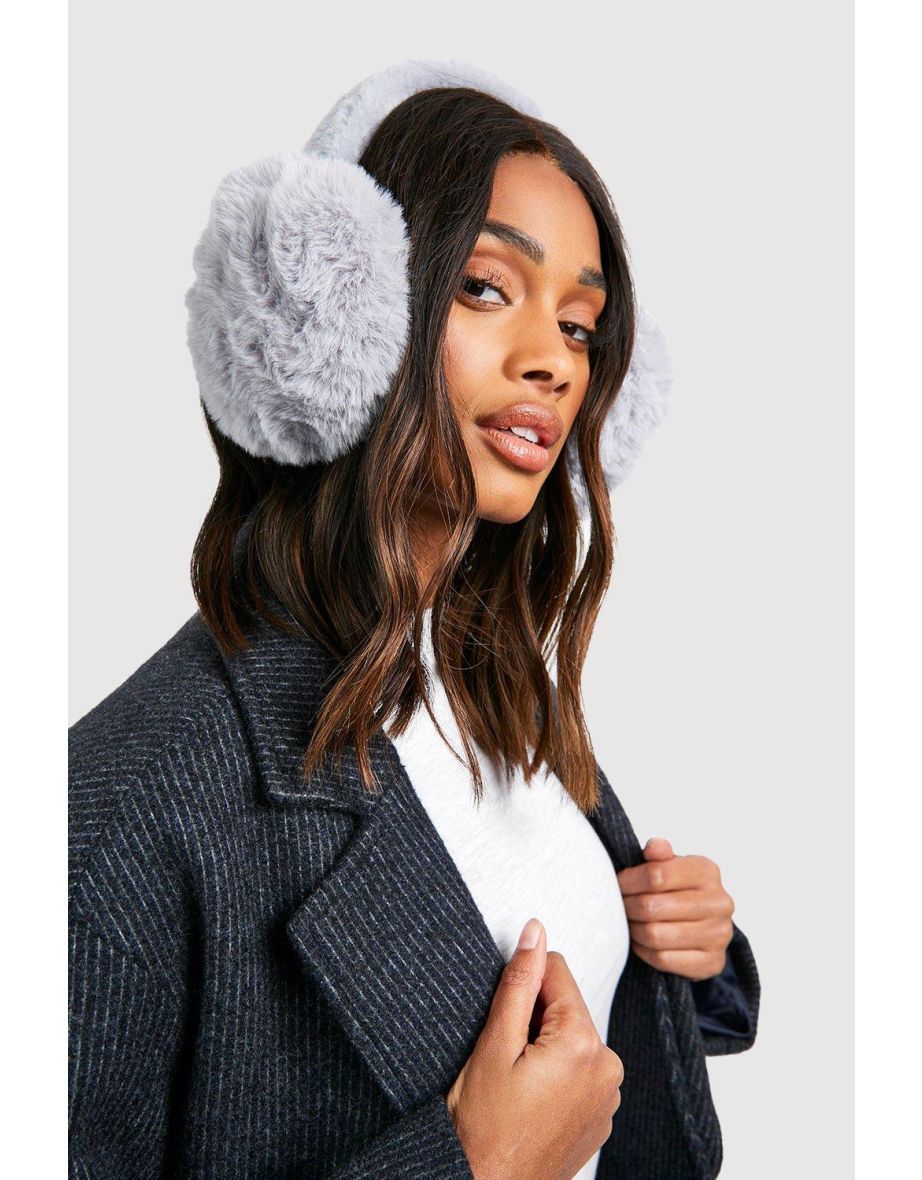 Faux Fur Fluffy Earmuff - grey