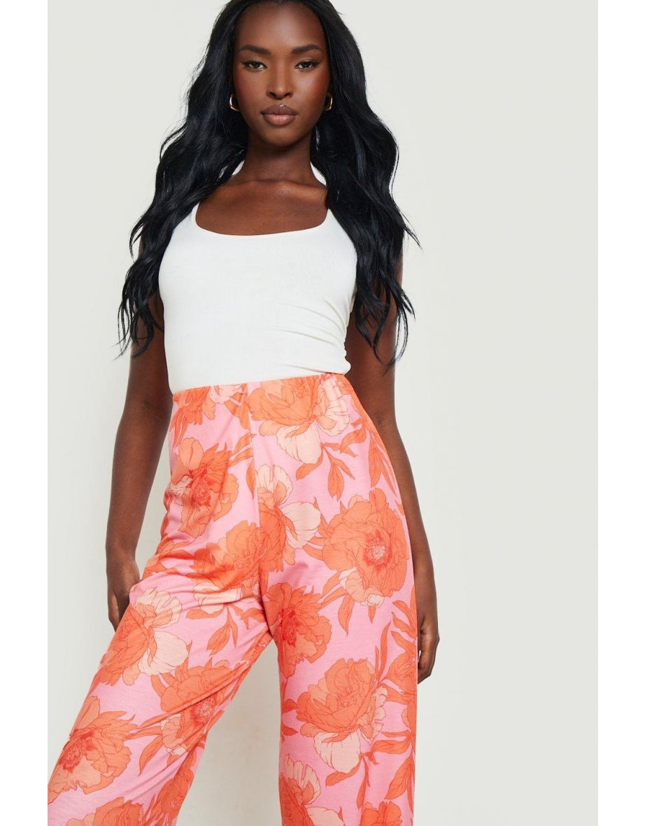 Floral Wide Leg Trouser - pink - 3