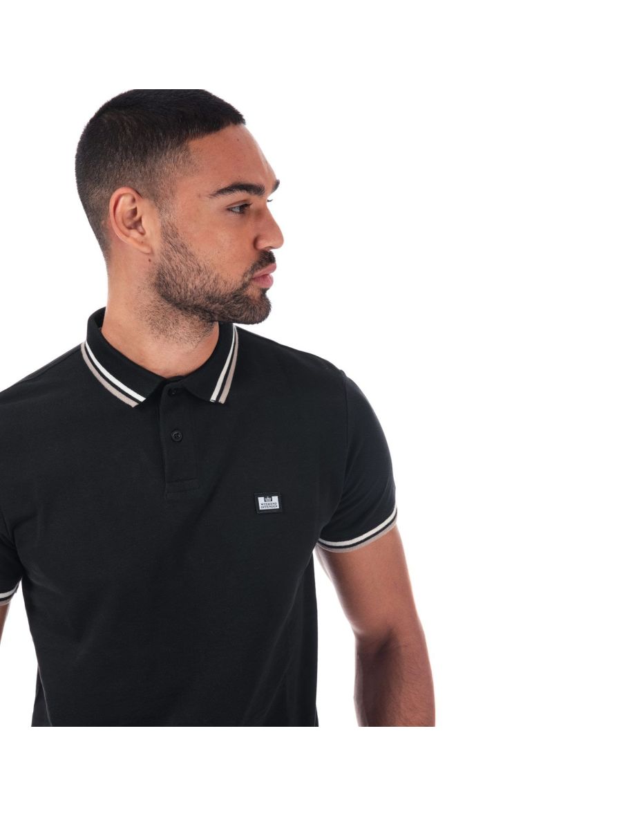 Men's Weekend Offender Liberty Tipped Polo Shirt in Black - 5