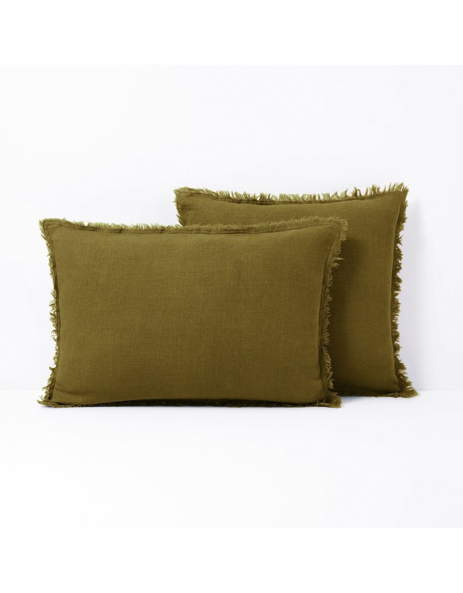 Linange Fringed 100% Washed Linen Cushion Cover