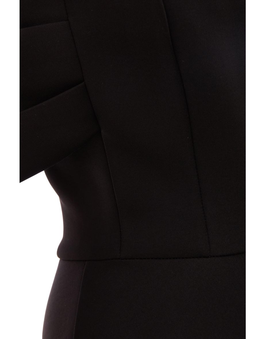 Black Bardot Midi Skater Dress - 4