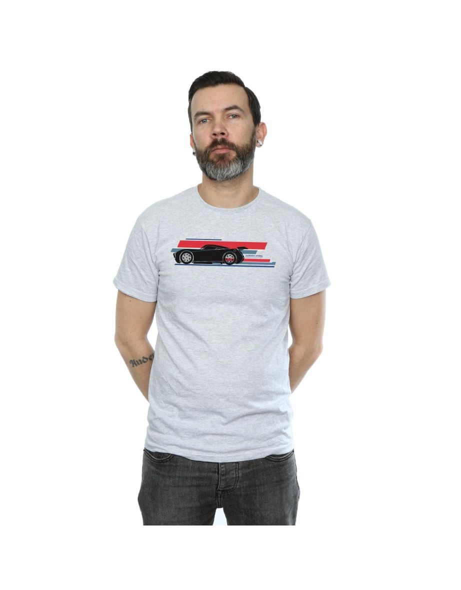 Disney Mens Cars Jackson Storm Stripes T-Shirt - Sports Grey