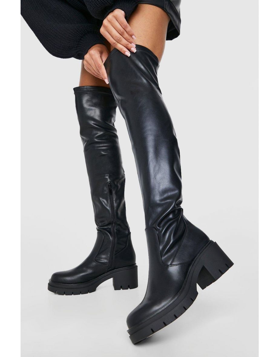 Knee high cleated boots best sale