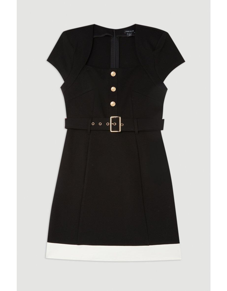 Jersey Ponte Hardwear Colour Block Cap Sleeve Mini Dress - 3