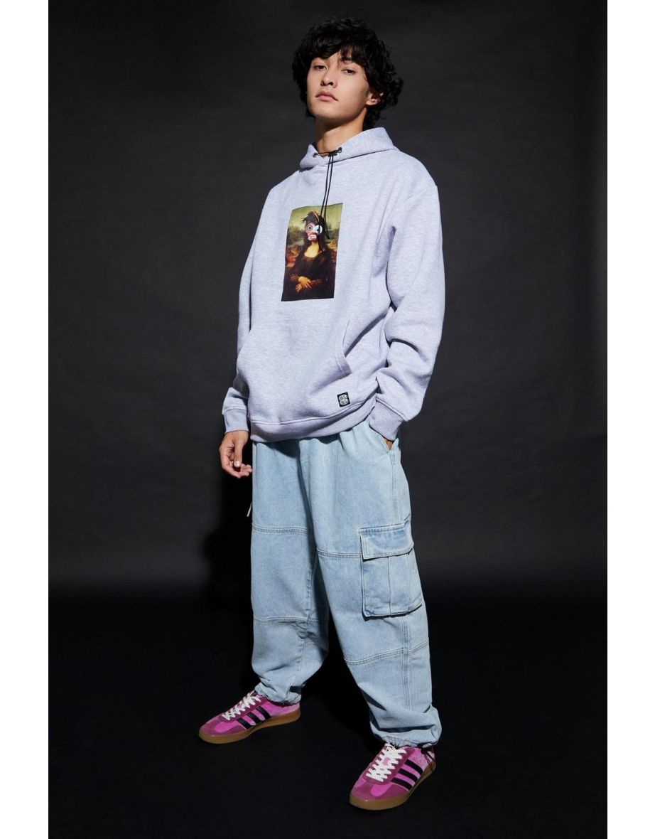 Baggy Cargo Jeans With Elasticated Waistband - light blue - 2