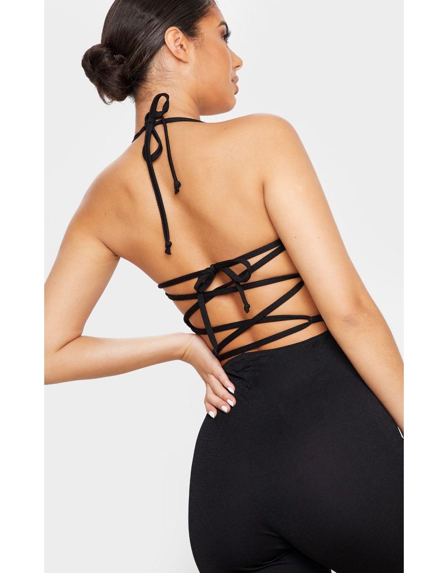 Black Strappy Back Split Hem Jumpsuit - 4