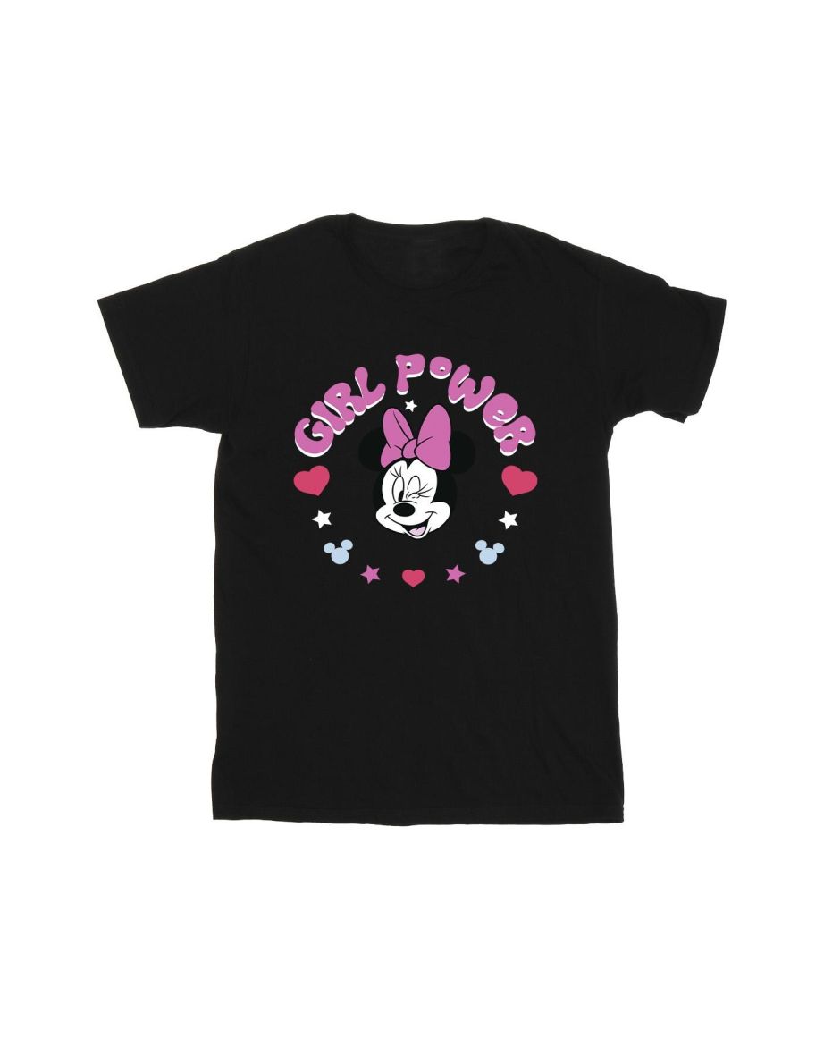 Disney Girls Minnie Mouse Girl Power Cotton T-Shirt - Black