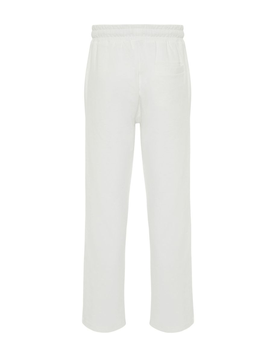 White Oversize/Wide Cut Baggy Basic Sweatpants - 3