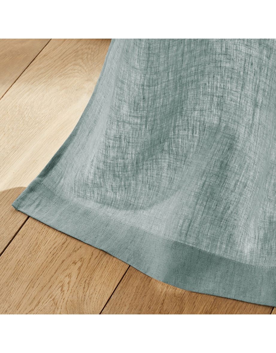 Private Pre-Washed Single Linen Curtain with Eyelets - 2