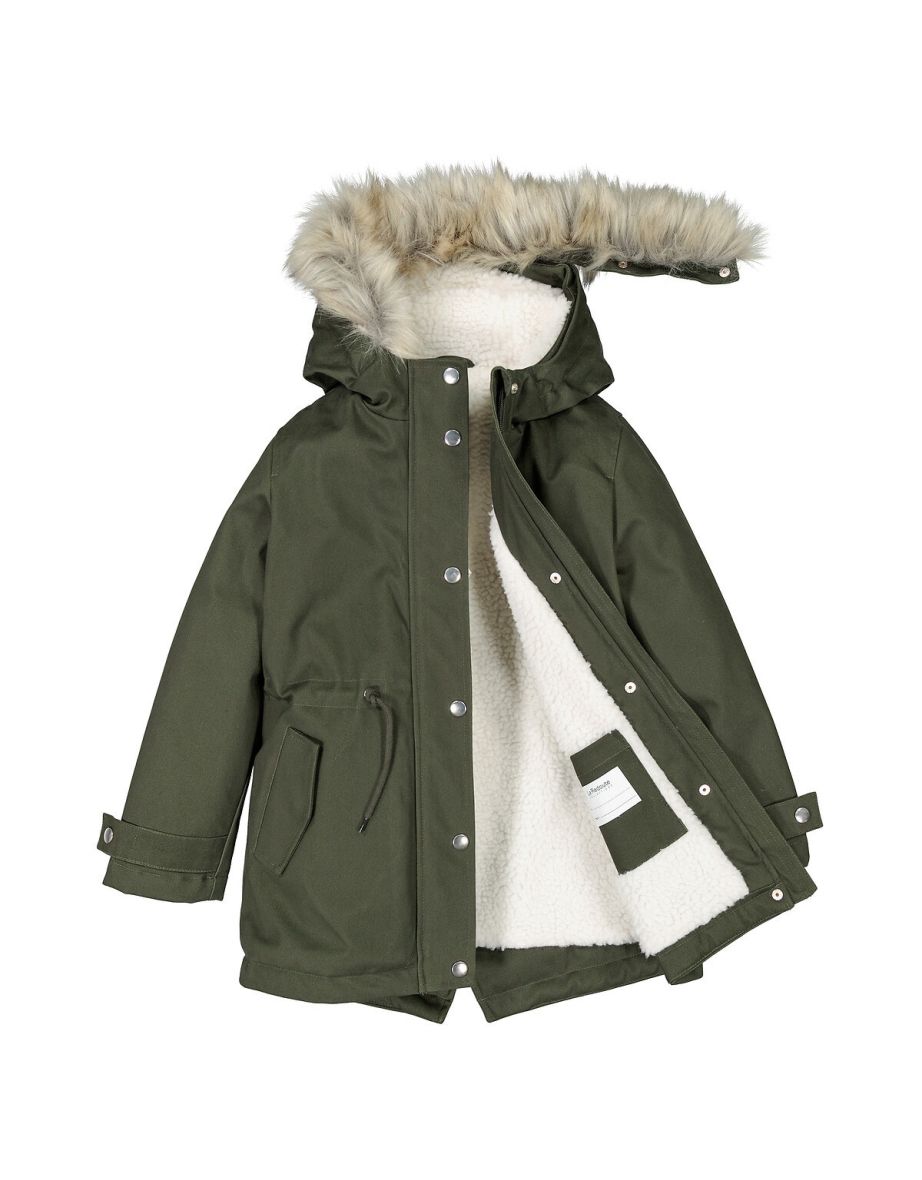 Recycled Warm Hooded Parka in Cotton with Borg Lining - 5