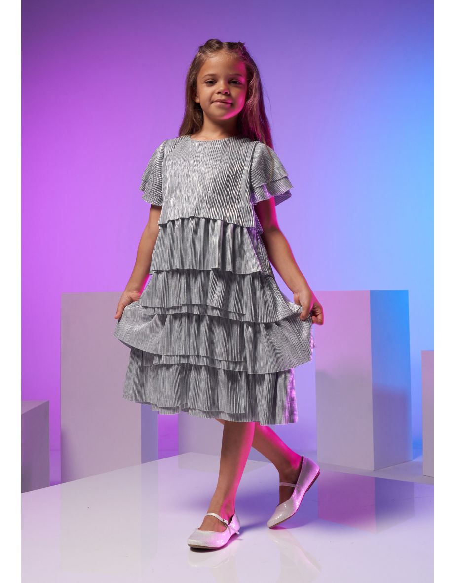Amelie Tiered Crinkle Mesh Dress
