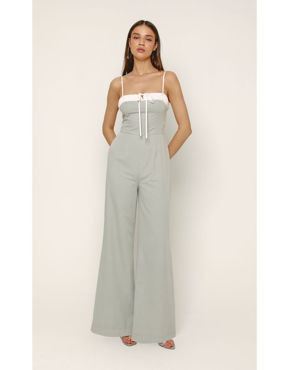 Grey Ruched Bust Jumpsuit
