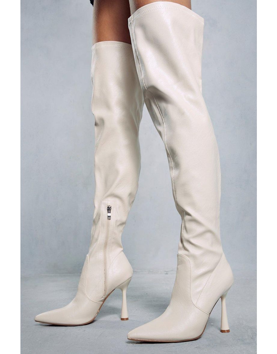 Shop Leather Look Over The Knee Boots Online in Bahrain VogaCloset