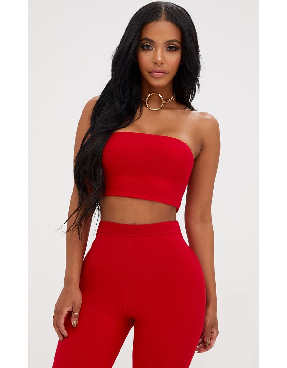 Shape Red Bandeau Crop Top