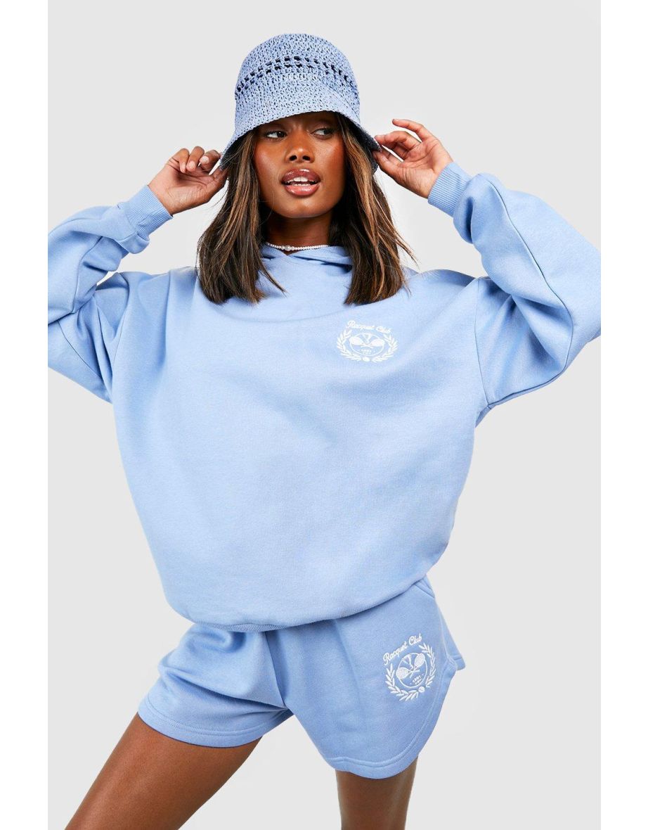 Racquet Club Slogan Hooded Short Tracksuit - blue - 3