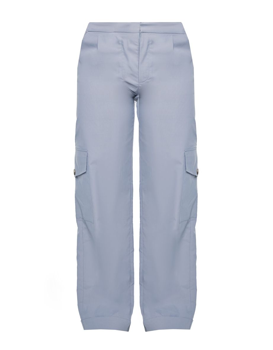 Light Grey Lightweight Woven High Waisted Cargos - 4