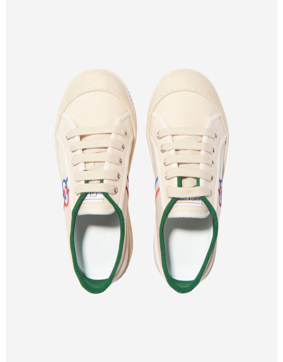 Kids GG Tennis Trainers in White - 3