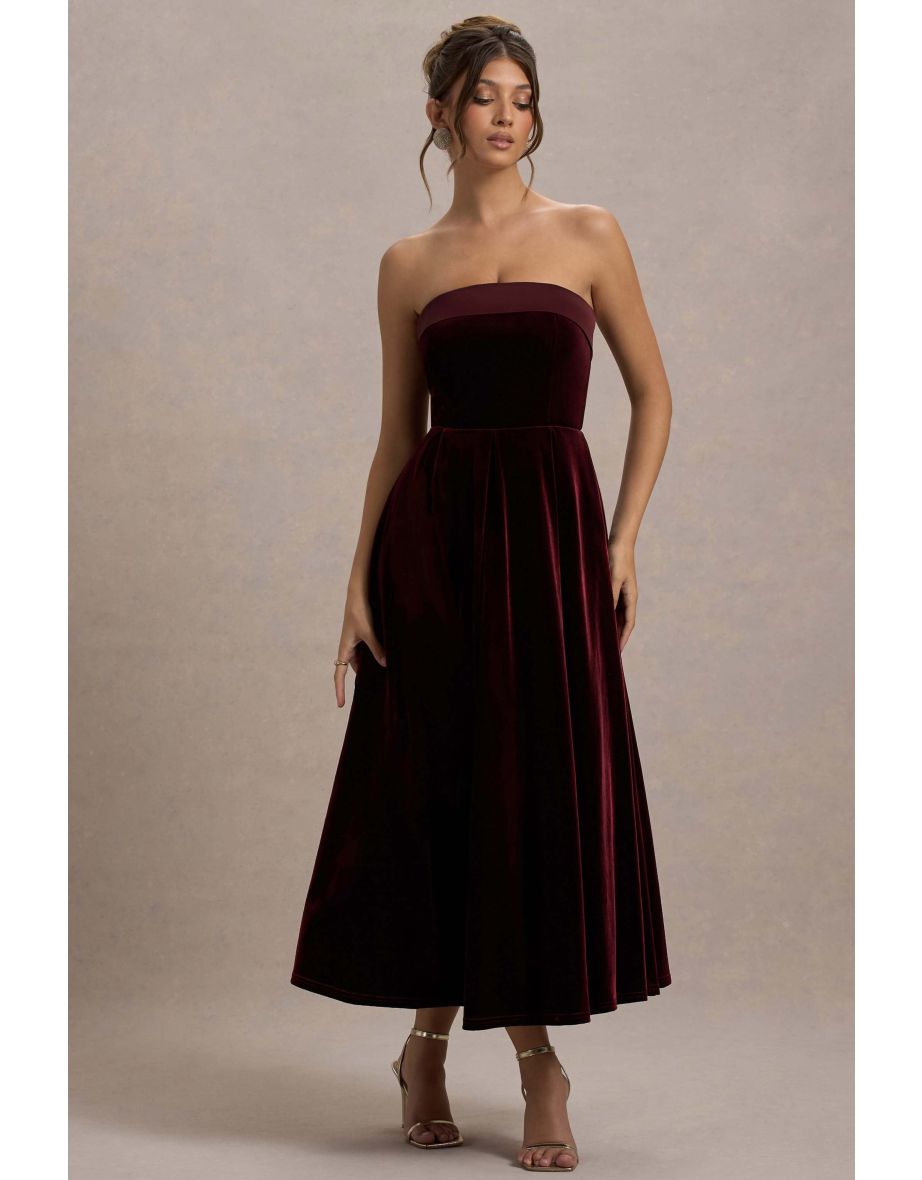 Delray | Port Velvet Bandeau Midaxi Dress - 6