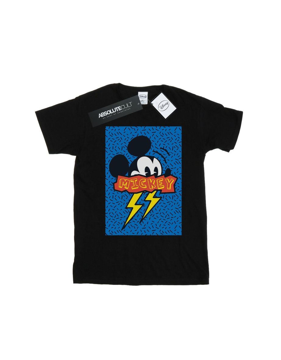 Disney Girls Mickey Mouse 90s Flash Cotton T-Shirt - Black - 1