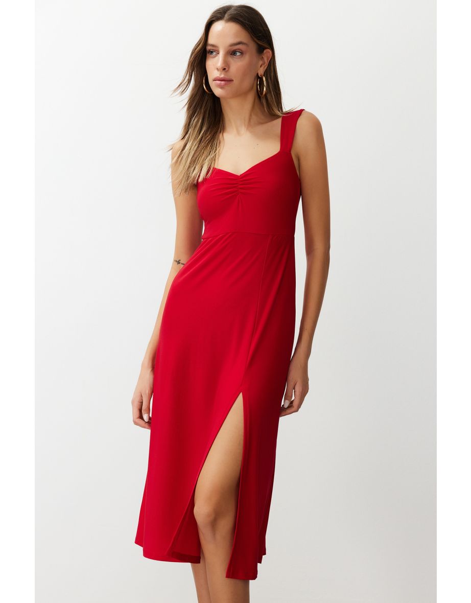 Trendyol Ruched A-Line Midi Dress