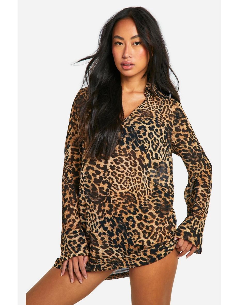 Shop Leopard Beach Cover up Kaftan Online in Oman VogaCloset