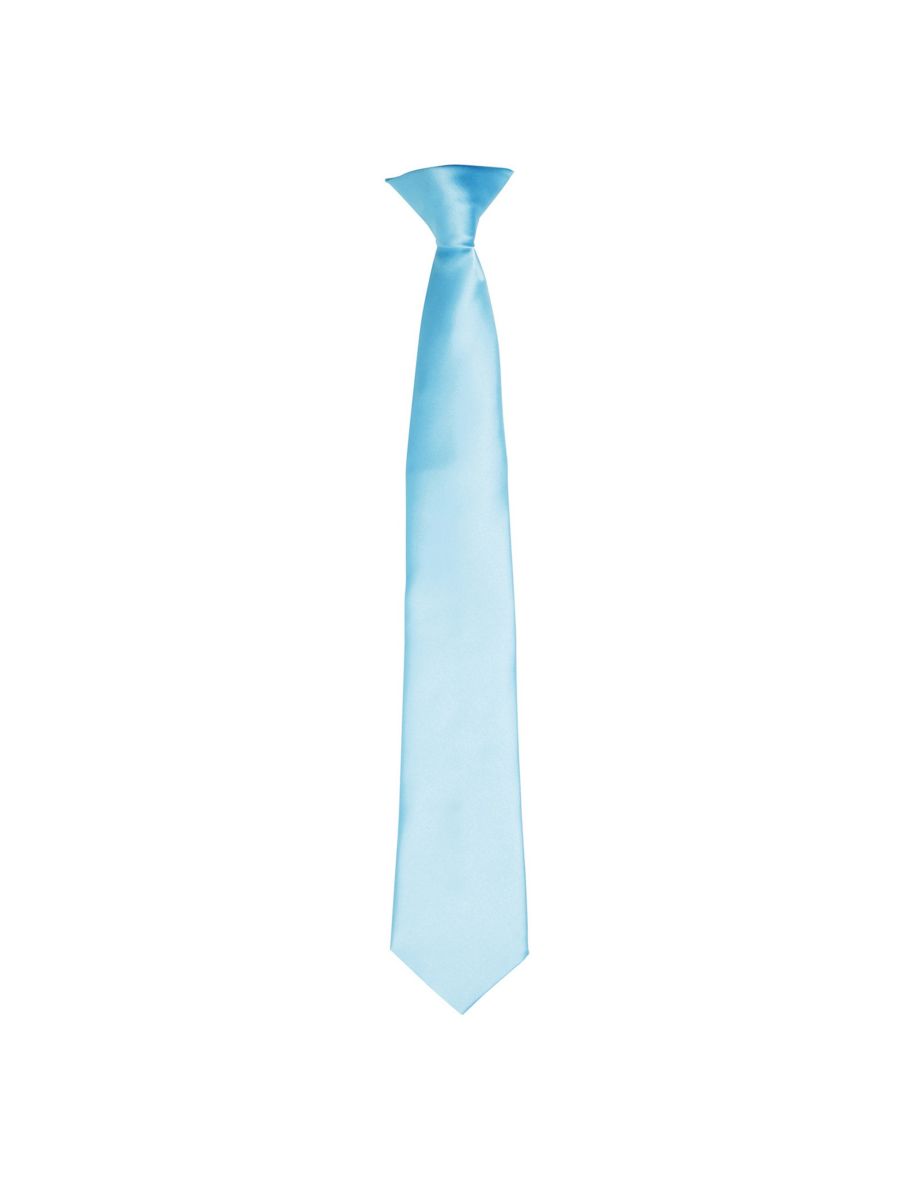 Premier Colours Mens Satin Clip Tie - Turquoise