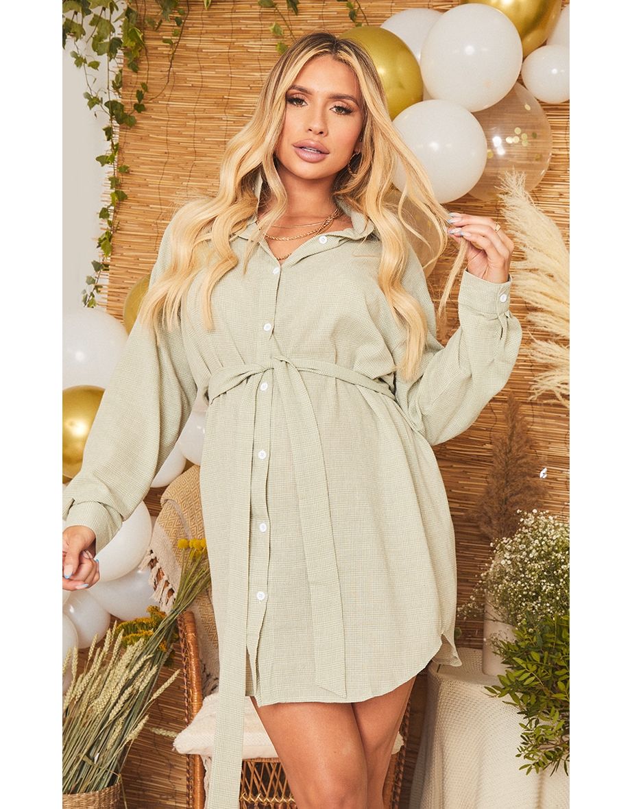 Sage green hot sale shirt dress