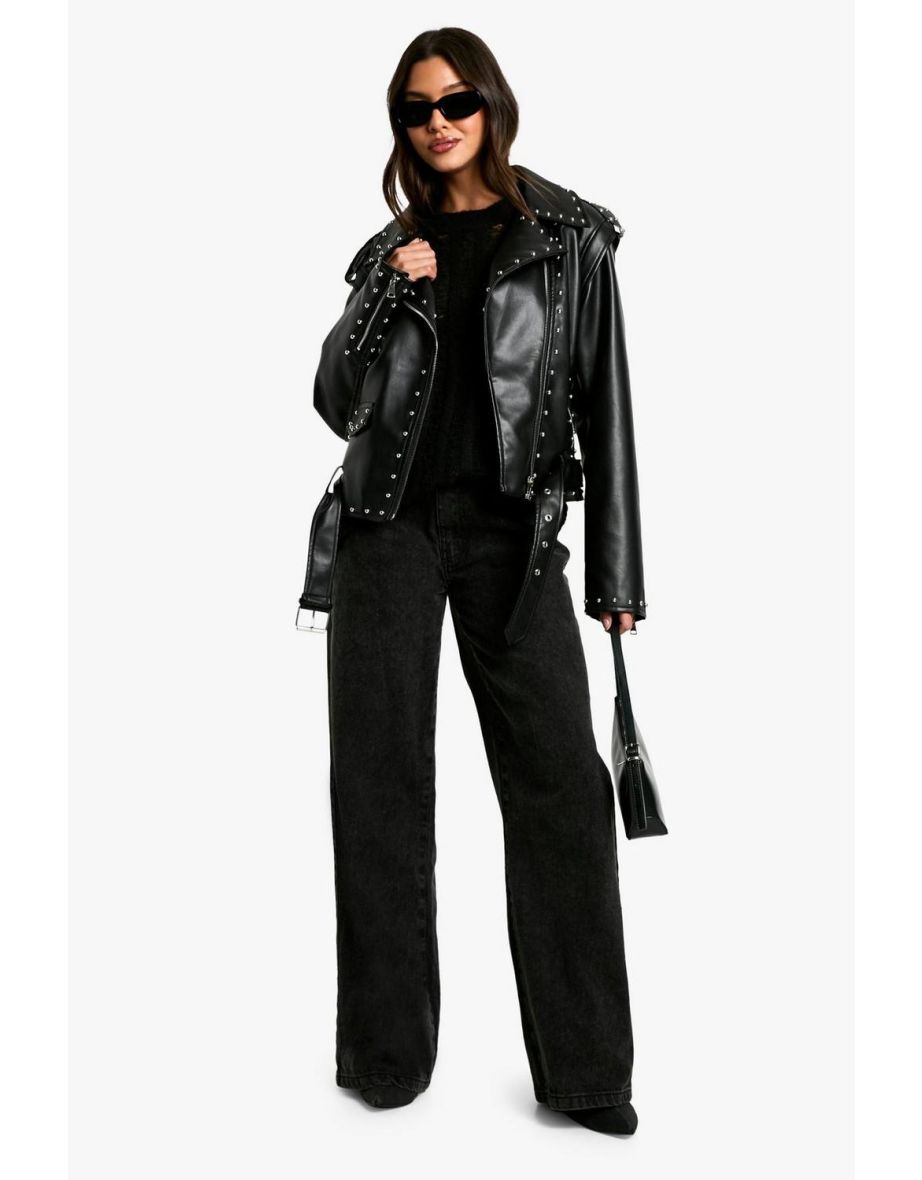 Studded Faux Leather Biker Jacket