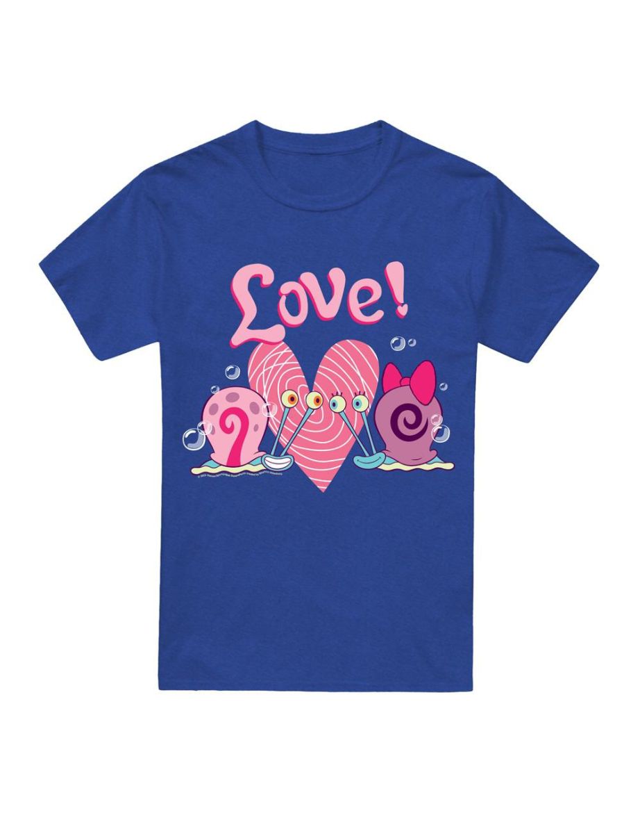 SpongeBob SquarePants Unisex Adult Valentine´s Love Gary & Snellie T-Shirt - Royal Blue