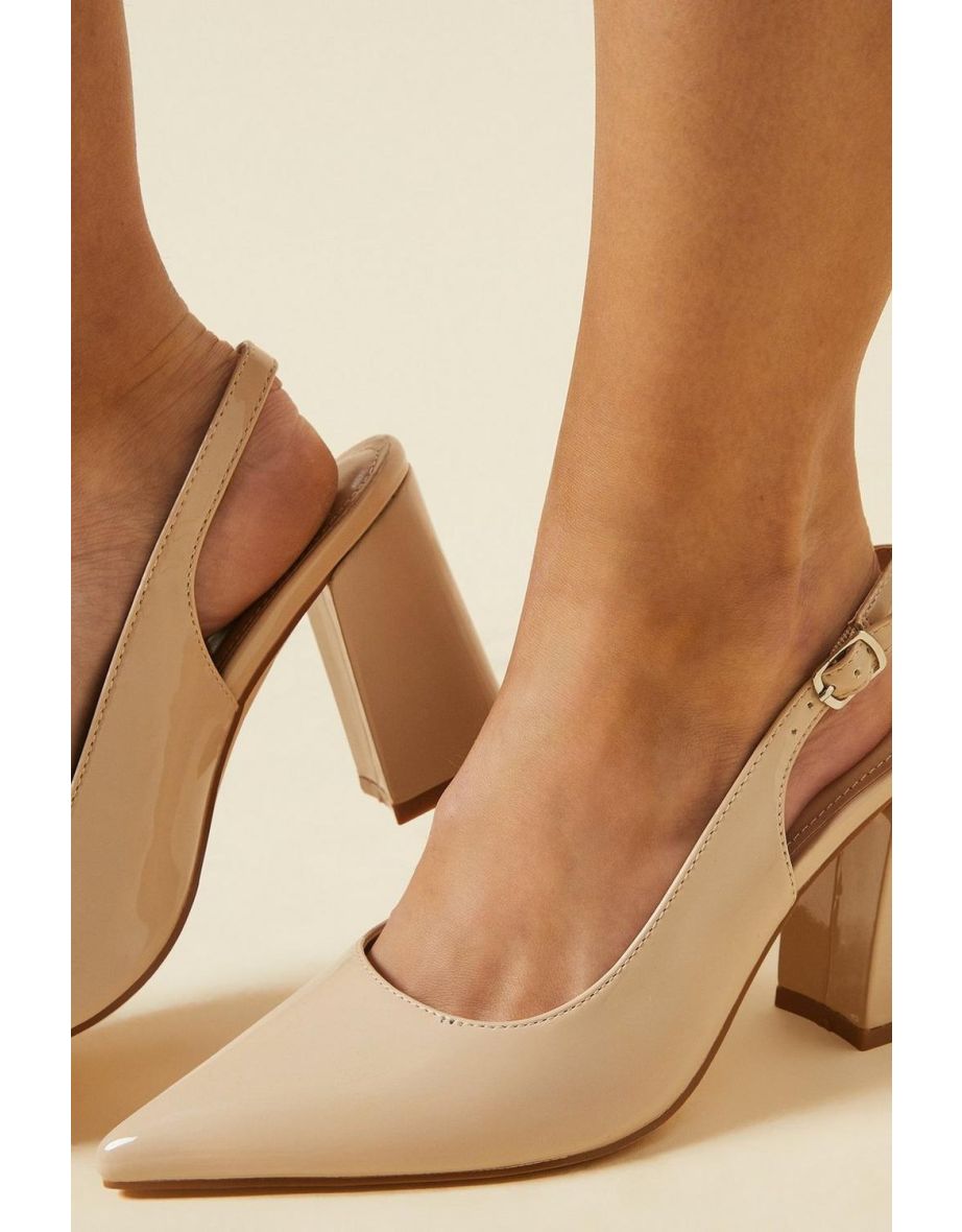 Wide Fit Ellens Pointed Block Heel Slingback Court Shoes - 3