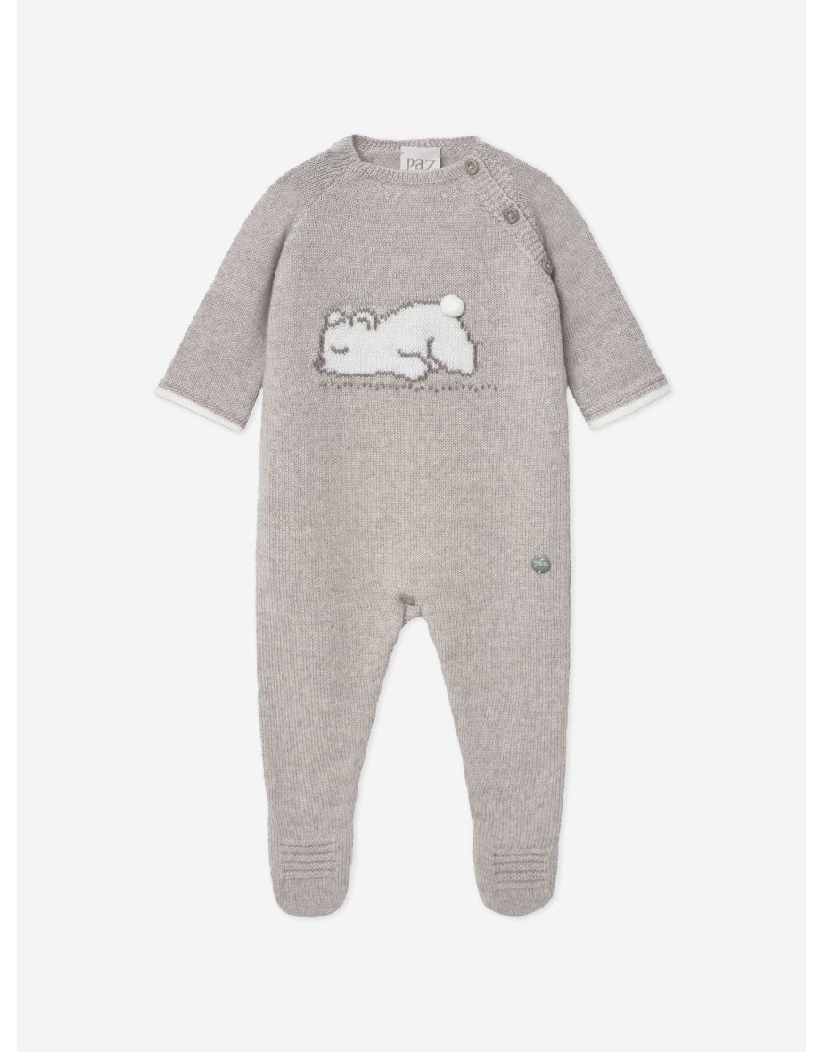Baby Knitted Babygrow in Brown