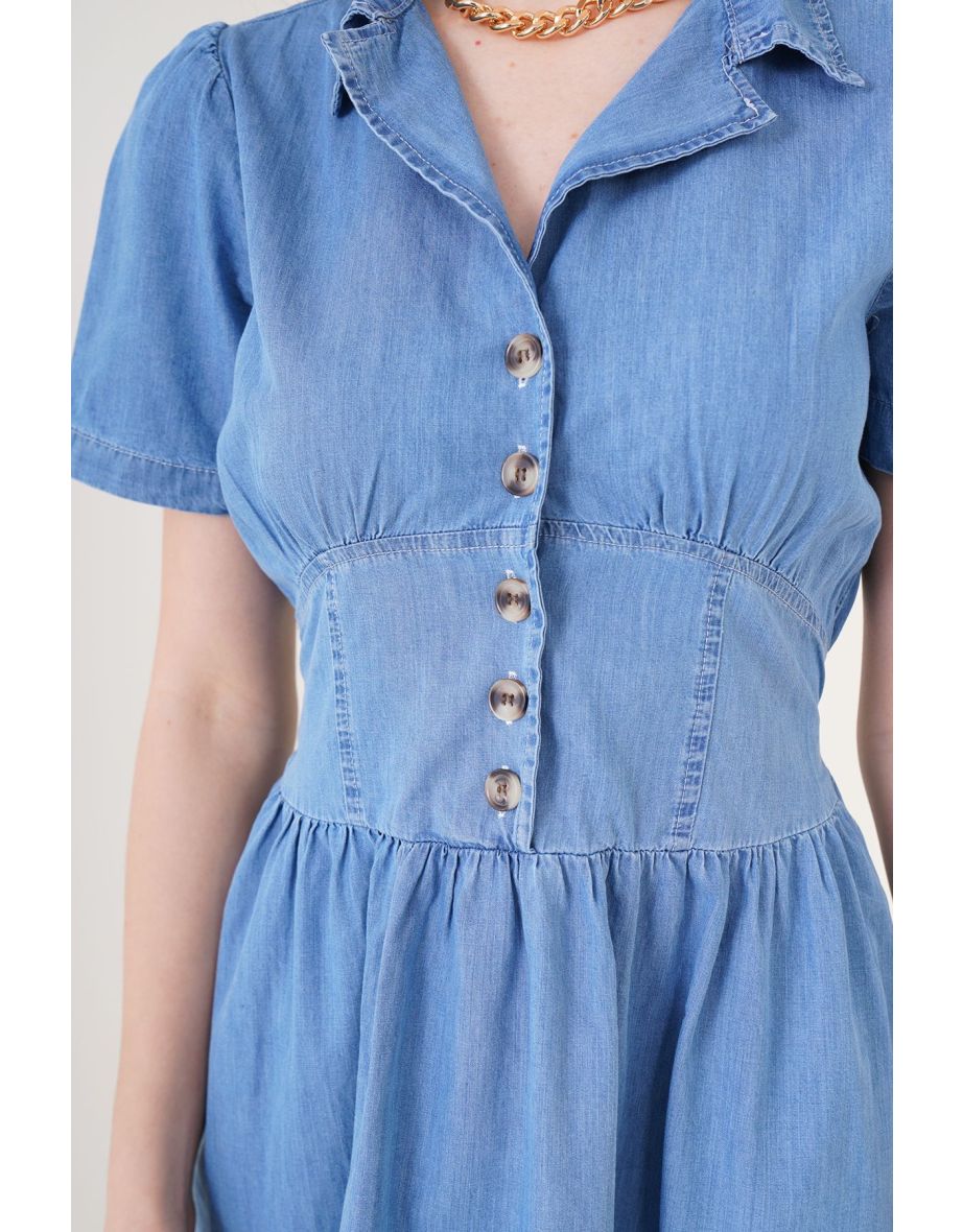 Dress - Blue - A-line - 5