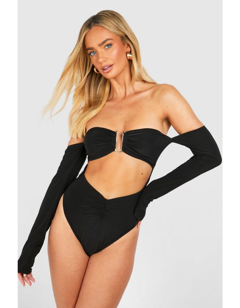 Floral Slinky Halterneck Bodysuit - black - 3