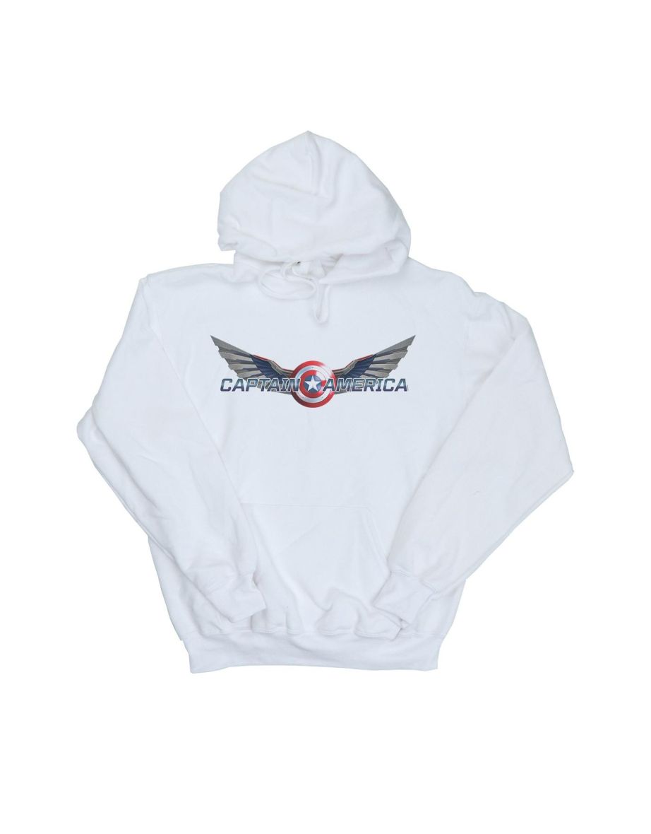 Marvel Boys Falcon And The Winter Soldier Captain America Logo Hoodie - White