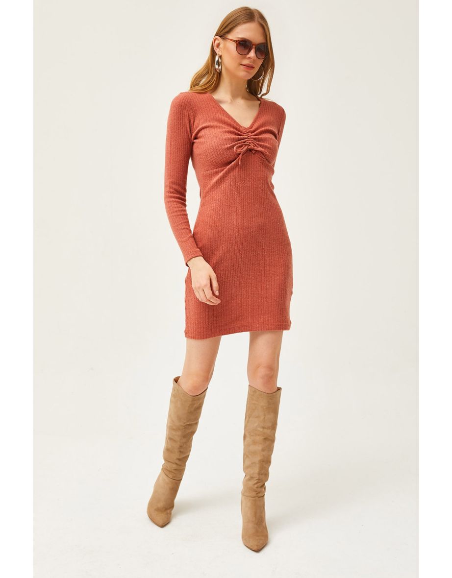 Women's Tile Robe Gathered Detailed Raised Dress