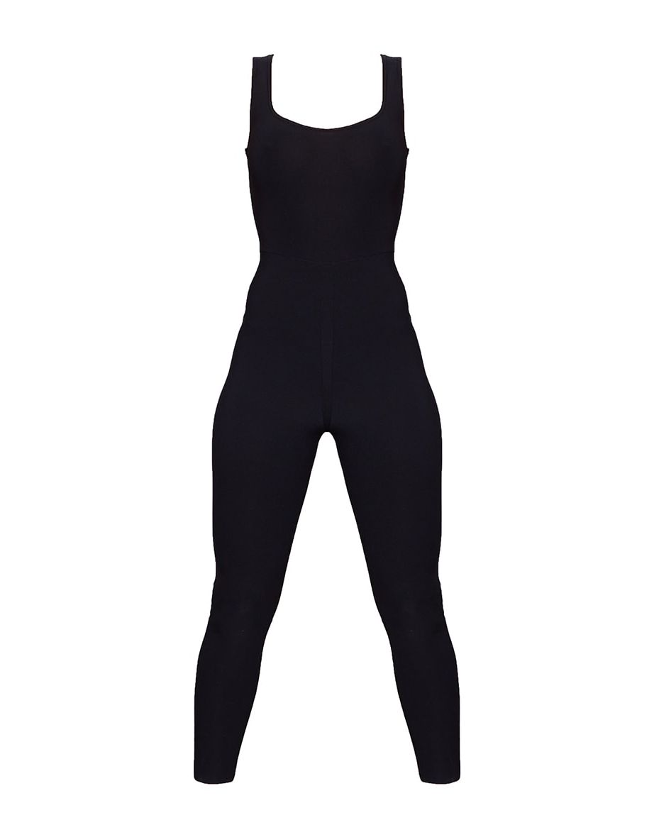 Black Slinky Sleeveless Scoop Neck Jumpsuit - 4