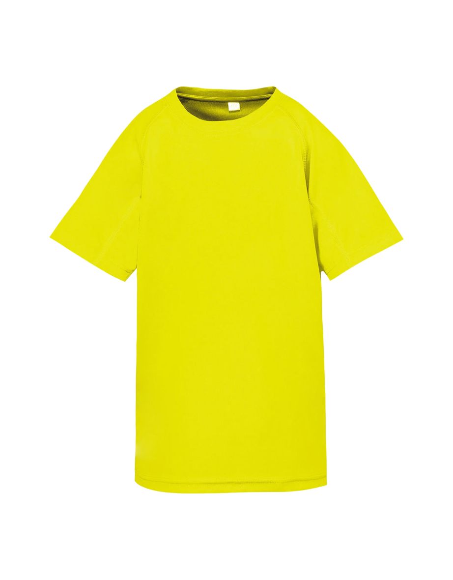 Spiro Childrens Boys Performance Aircool T-Shirt - Flo Yellow