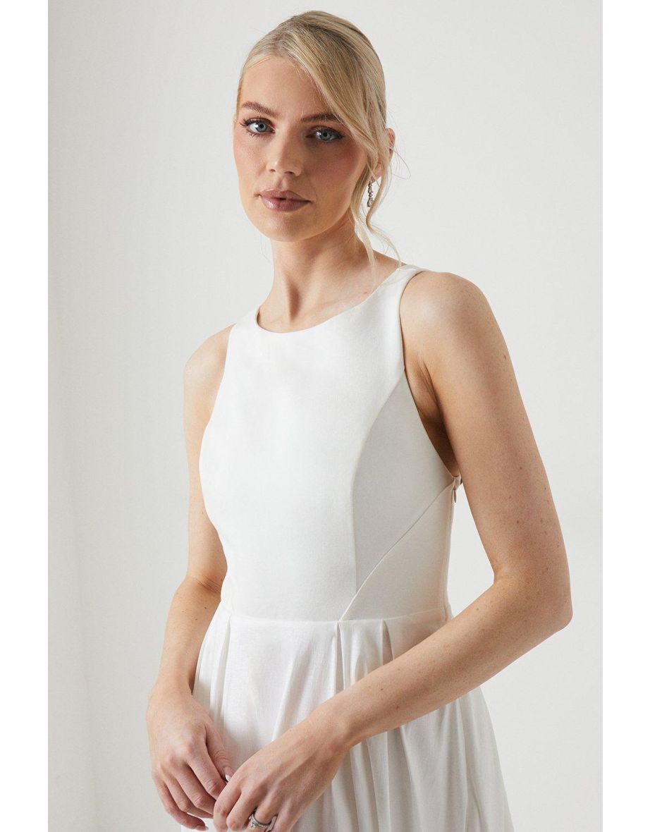 Ponte And Taffeta Mix Maxi Wedding Dress - 3