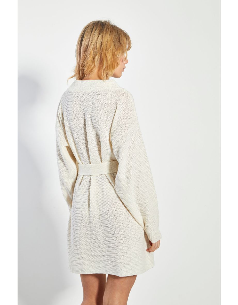 Column Mini Jumper Dress with Long Sleeve - 3