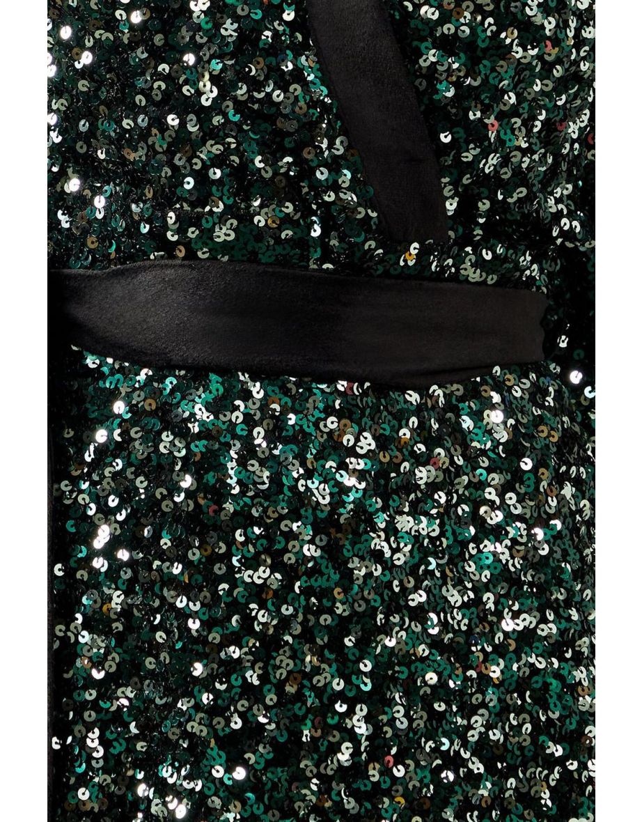 Petite Sequin Contrast Velvet Midi Dress - 3