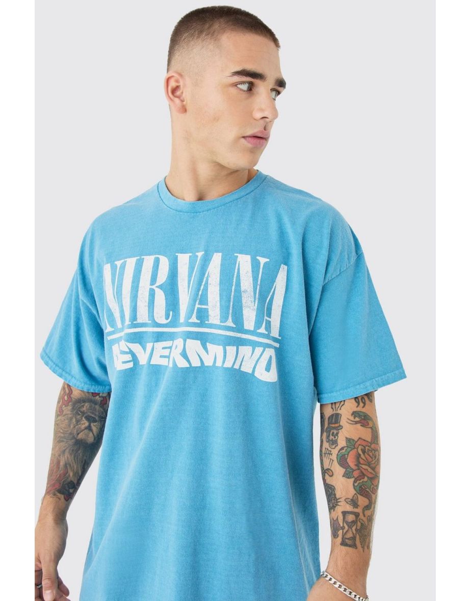 Oversized Nirvana Band Wash License T-shirt - blue - 2