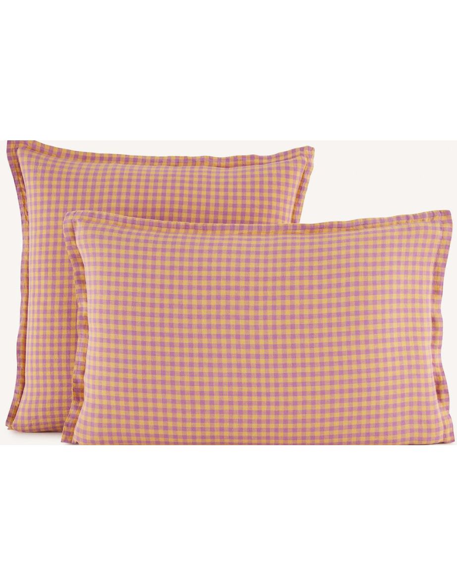AcÃ©lie Lavender/Ochre Washed Linen Pillowcase