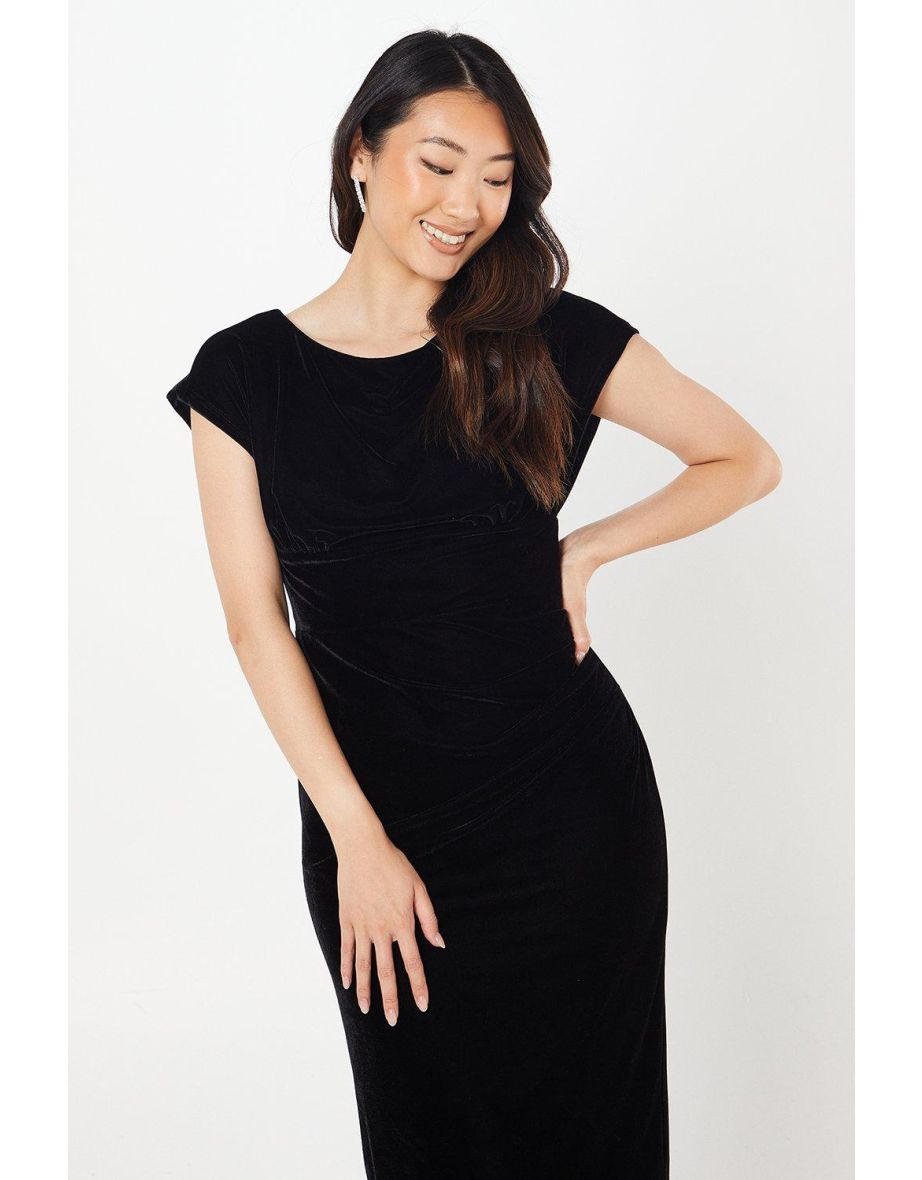 Drape Velvet Pencil Dress - 3