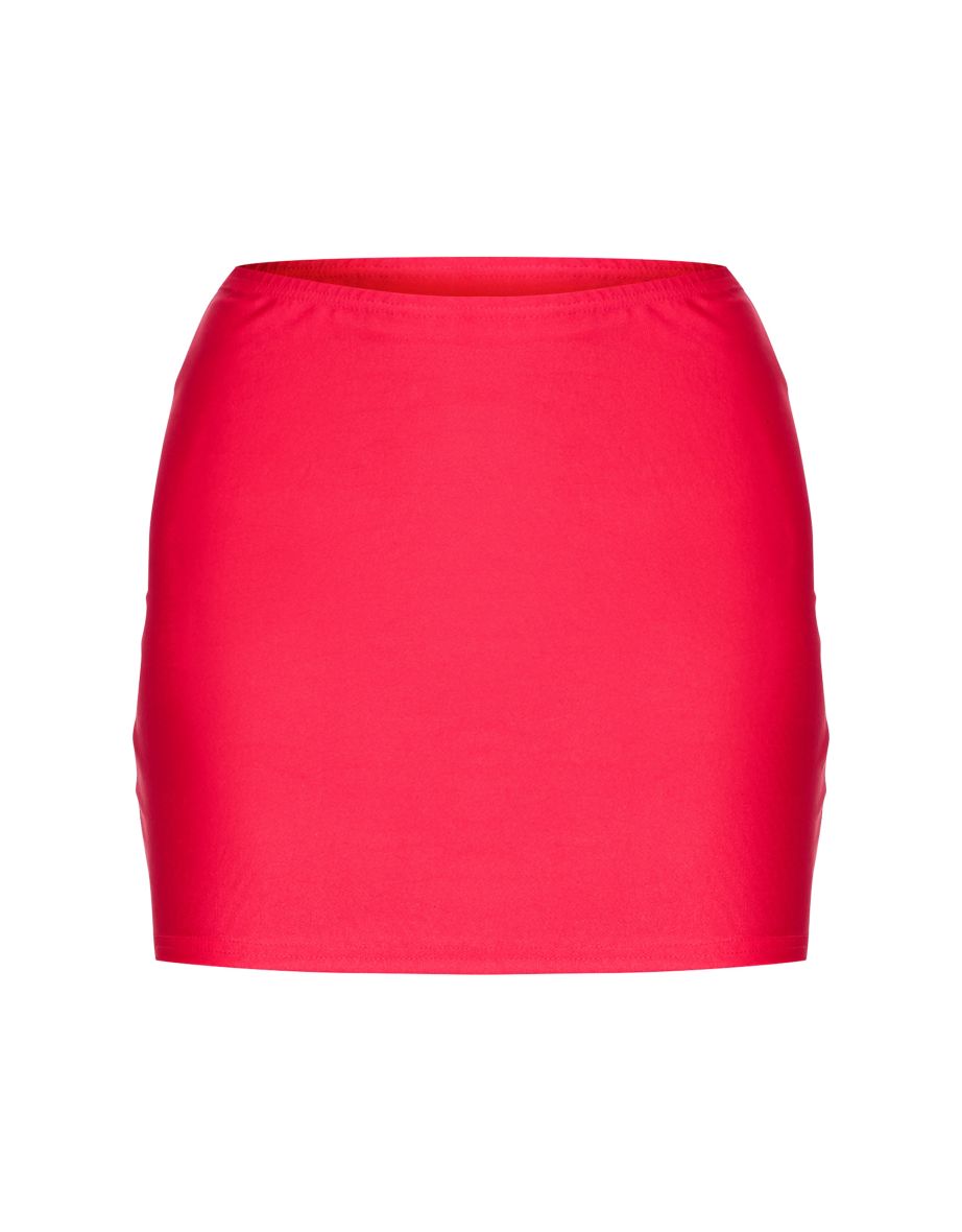 Burgundy Diamante Cherry Detail Jersey Mini Skirt - 5