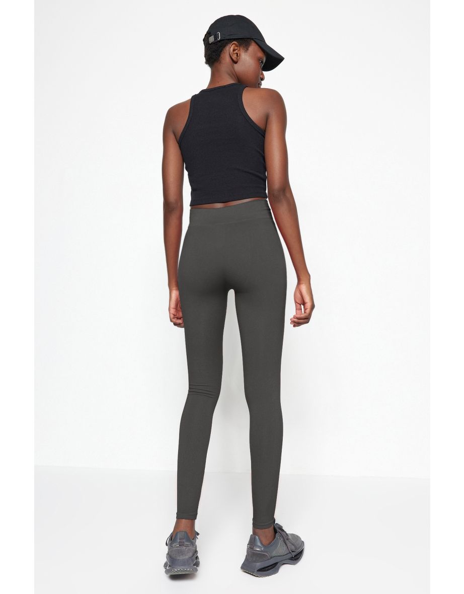 Dark Anthracite Seamless/Seamless Ribbed Full Length Sports Legging .