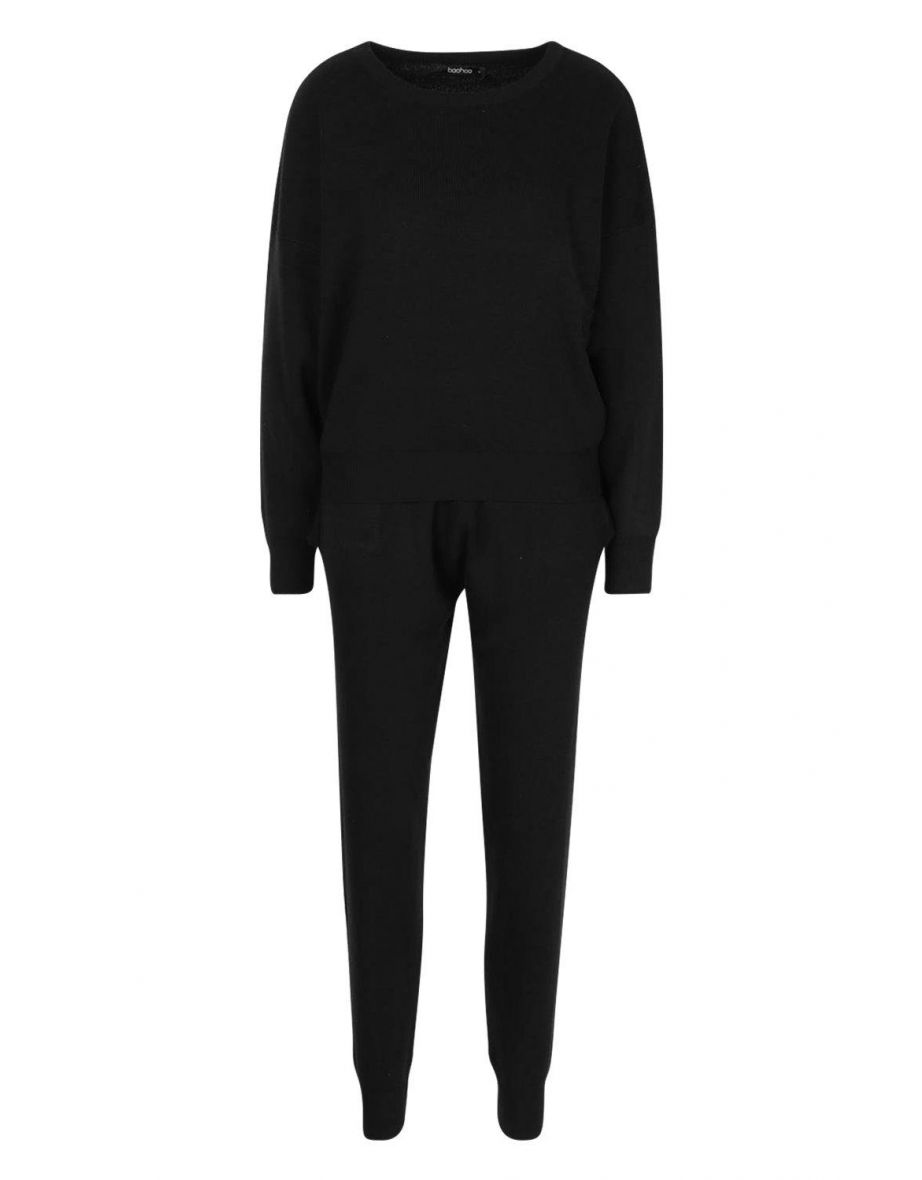 Knitted Jumper & Jogger Co-ord - black - 1